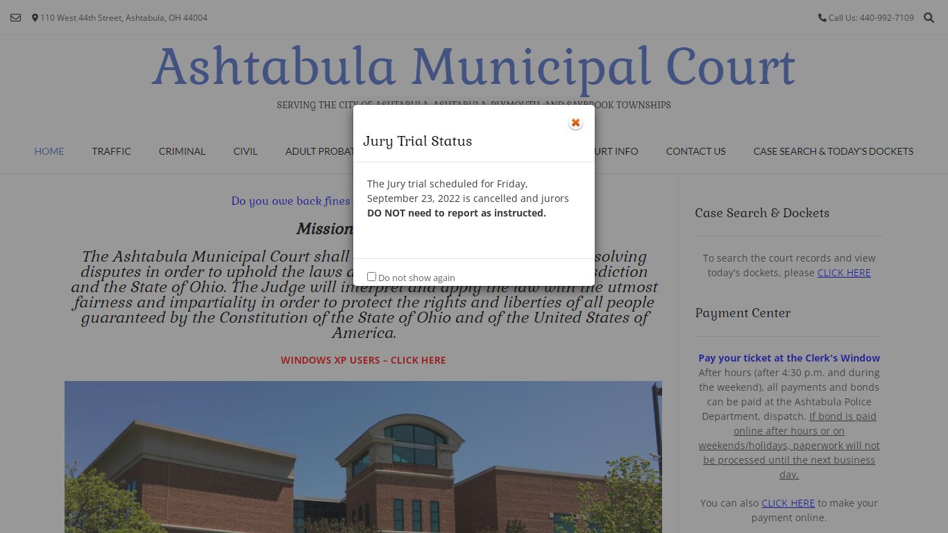 Ashtabula Municipal Court – Serving the City of Ashtabula, Ashtabula ...