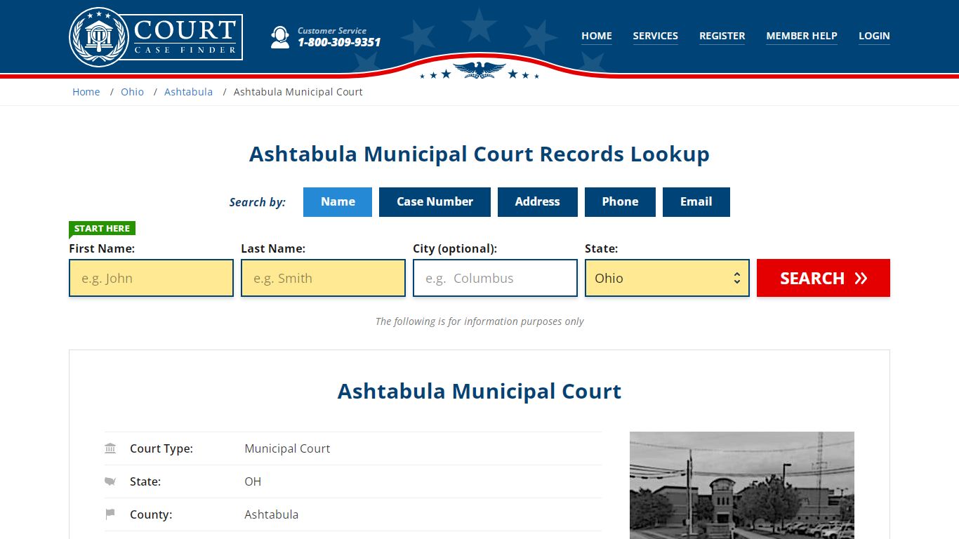 Ashtabula Municipal Court Records Lookup - CourtCaseFinder.com