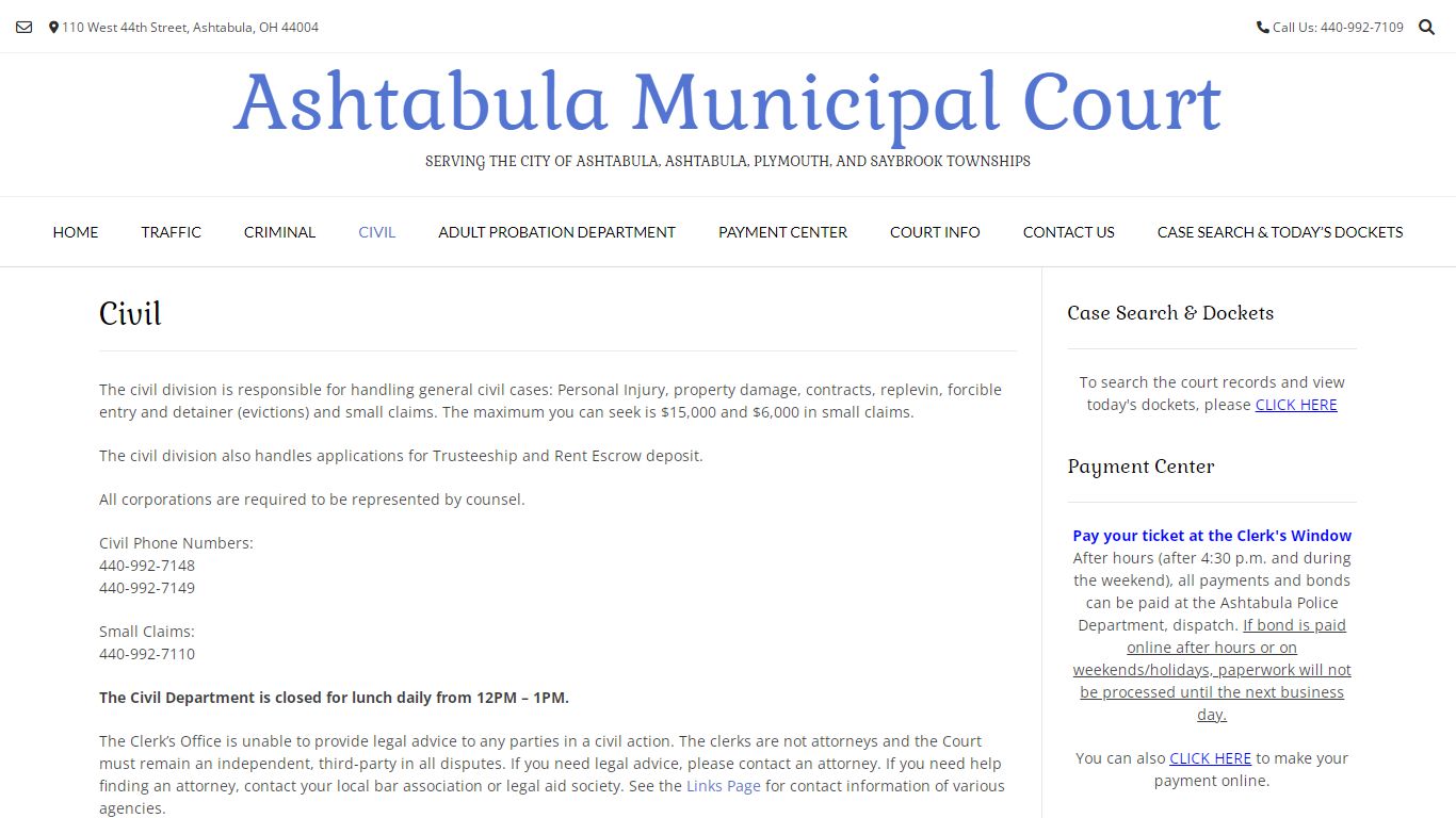 Civil – Ashtabula Municipal Court